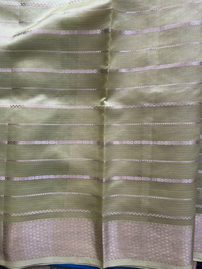 Pure Handloom Silk Kota Saree |Bottle Green| Gold Zari  With Temple Border | Silk Mark Certified