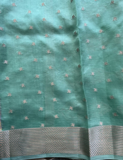 Pure Handloom Silk Kota Saree | Pink | Gold Zari  With Temple Border | Silk Mark Certified