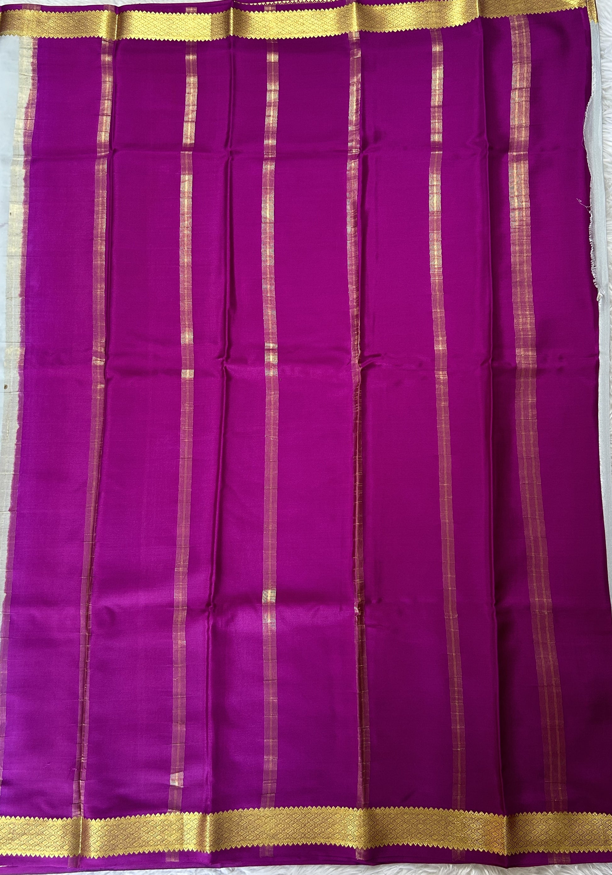 Mysore Crepe Silk Saree Light Gray Colored Complemented with a Pink Zari Border. - Sampradaya Designer Studio