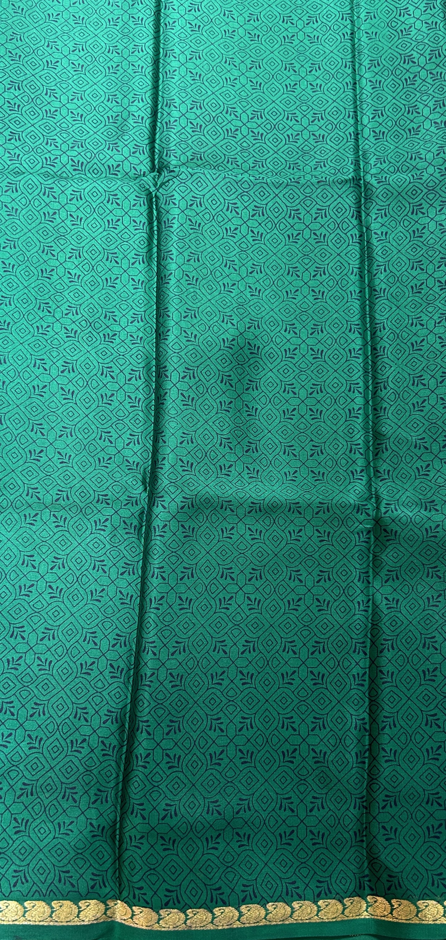 Mysore Crepe Silk Saree Maroon Colored Complemented with a Green Zari Border. - Sampradaya Designer Studio