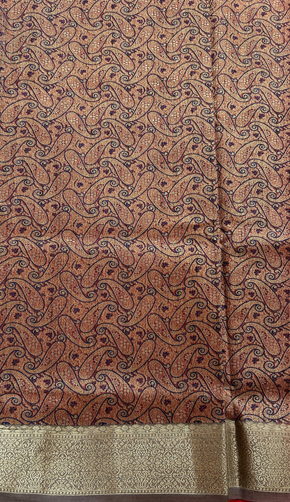 Semi Raw Silk Saree Red Colored Complemented with a Zari Border. - Sampradaya Designer Studio