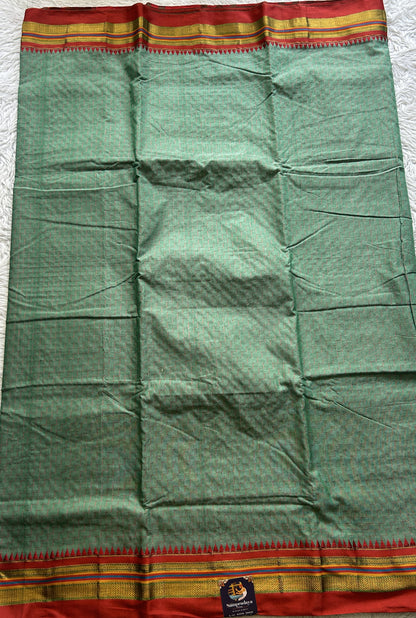 Narayanpet Cotton Saree Light Green Colored Complemented with a Zari Border. - Sampradaya Designer Studio