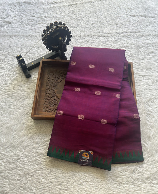 Narayanpet Cotton Buti Saree Purple Colored Complemented with a Thread Border. Ji - Sampradaya Designer Studio