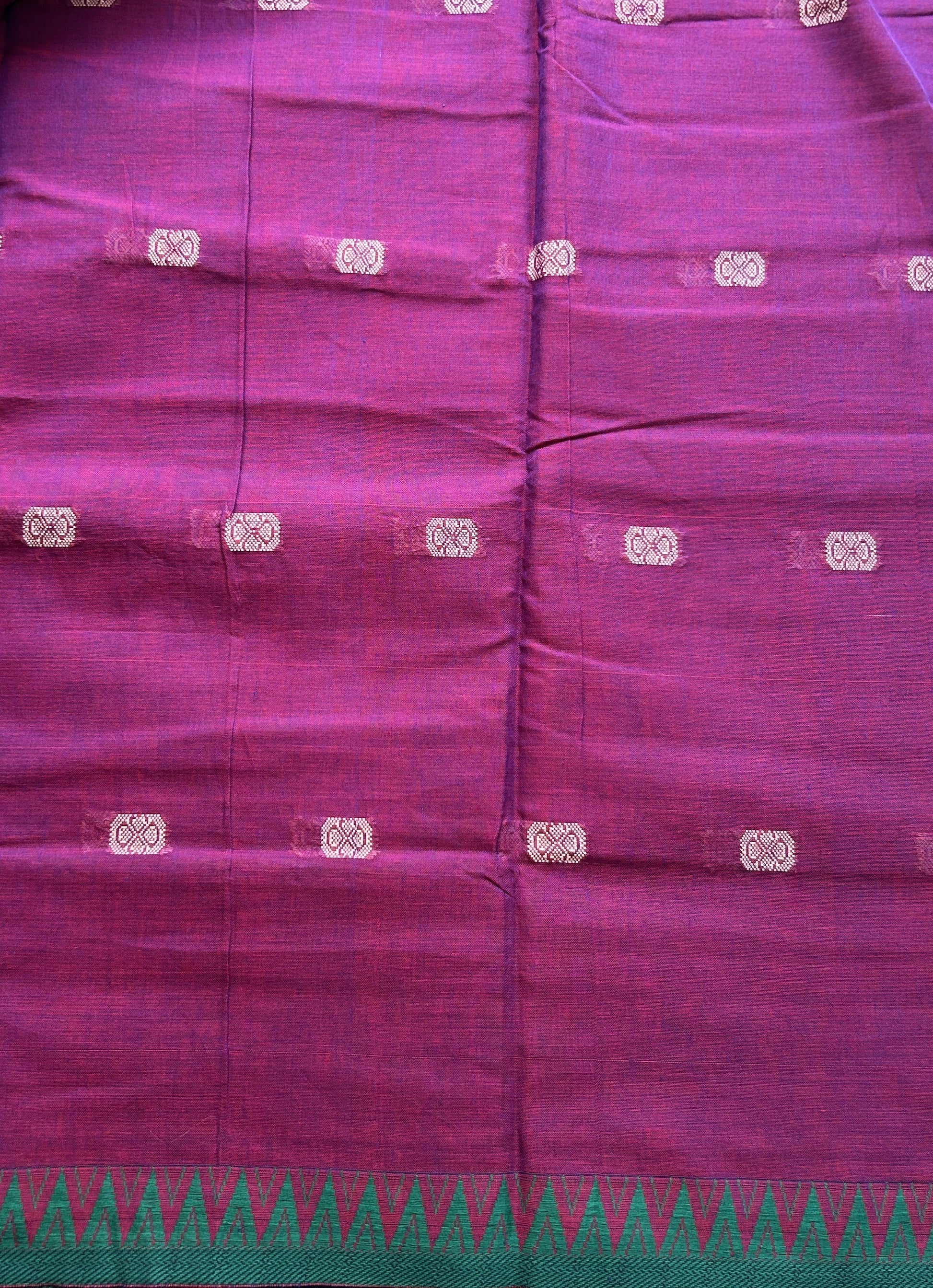 Narayanpet Cotton Buti Saree Purple Colored Complemented with a Thread Border. Ji - Sampradaya Designer Studio