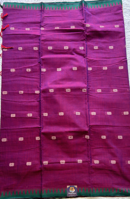Narayanpet Cotton Buti Saree Purple Colored Complemented with a Thread Border. Ji - Sampradaya Designer Studio