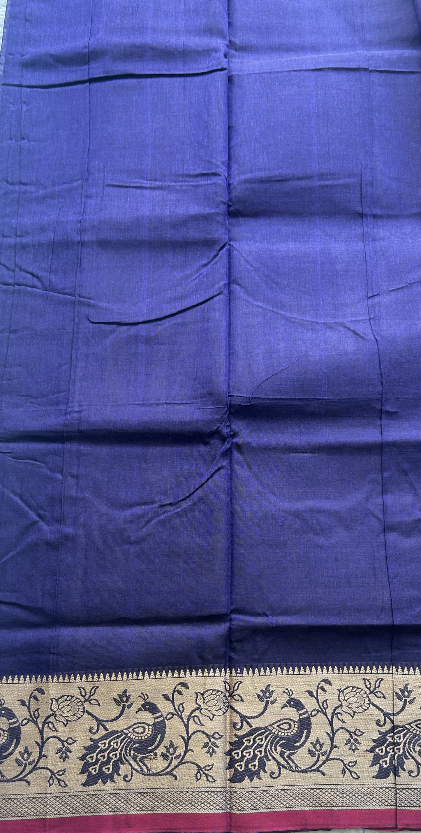 Narayanpet Cotton Saree Violet Colored Complemented with a Minakari Thread Border. - Sampradaya Designer Studio