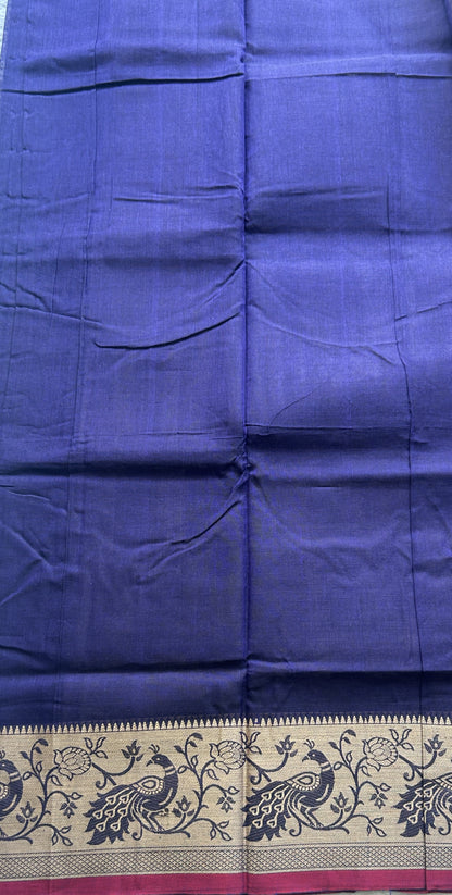 Narayanpet Cotton Saree Violet Colored Complemented with a Minakari Thread Border. - Sampradaya Designer Studio