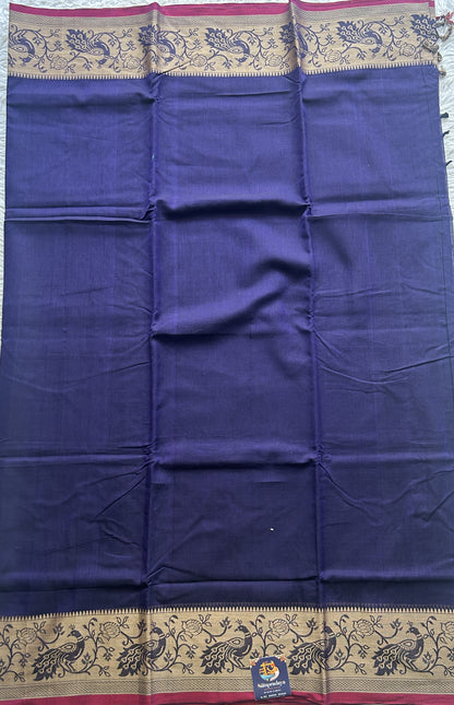 Narayanpet Cotton Saree Violet Colored Complemented with a Minakari Thread Border. - Sampradaya Designer Studio