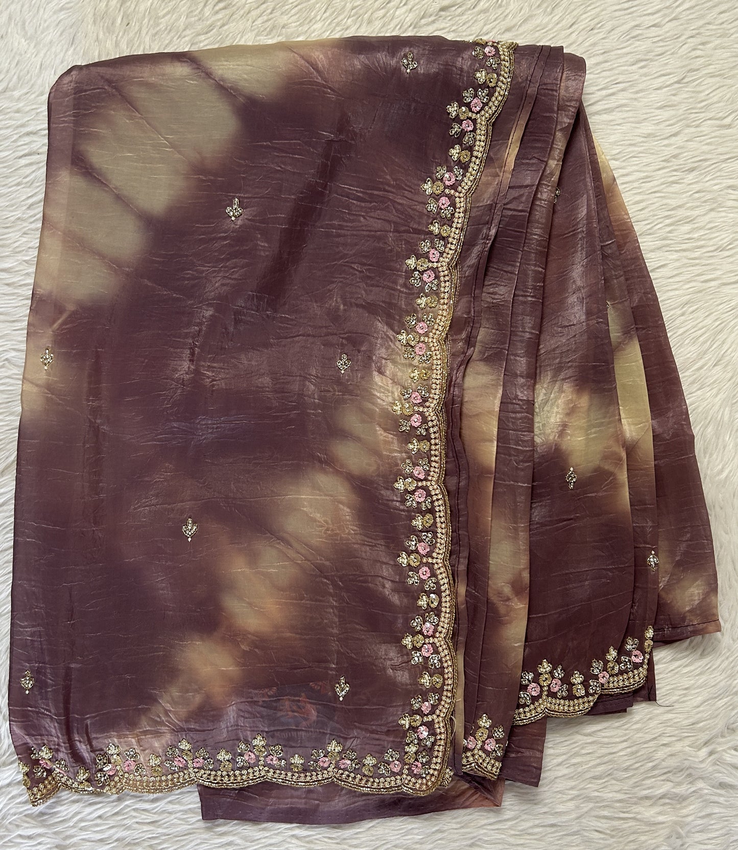 Inox Silk Saree Dark Lilac Colored Complemented with a Hand Embroidery Border. - Sampradaya Designer Studio