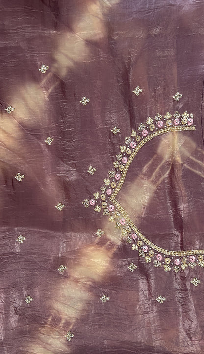 Inox Silk Saree Dark Lilac Colored Complemented with a Hand Embroidery Border. - Sampradaya Designer Studio