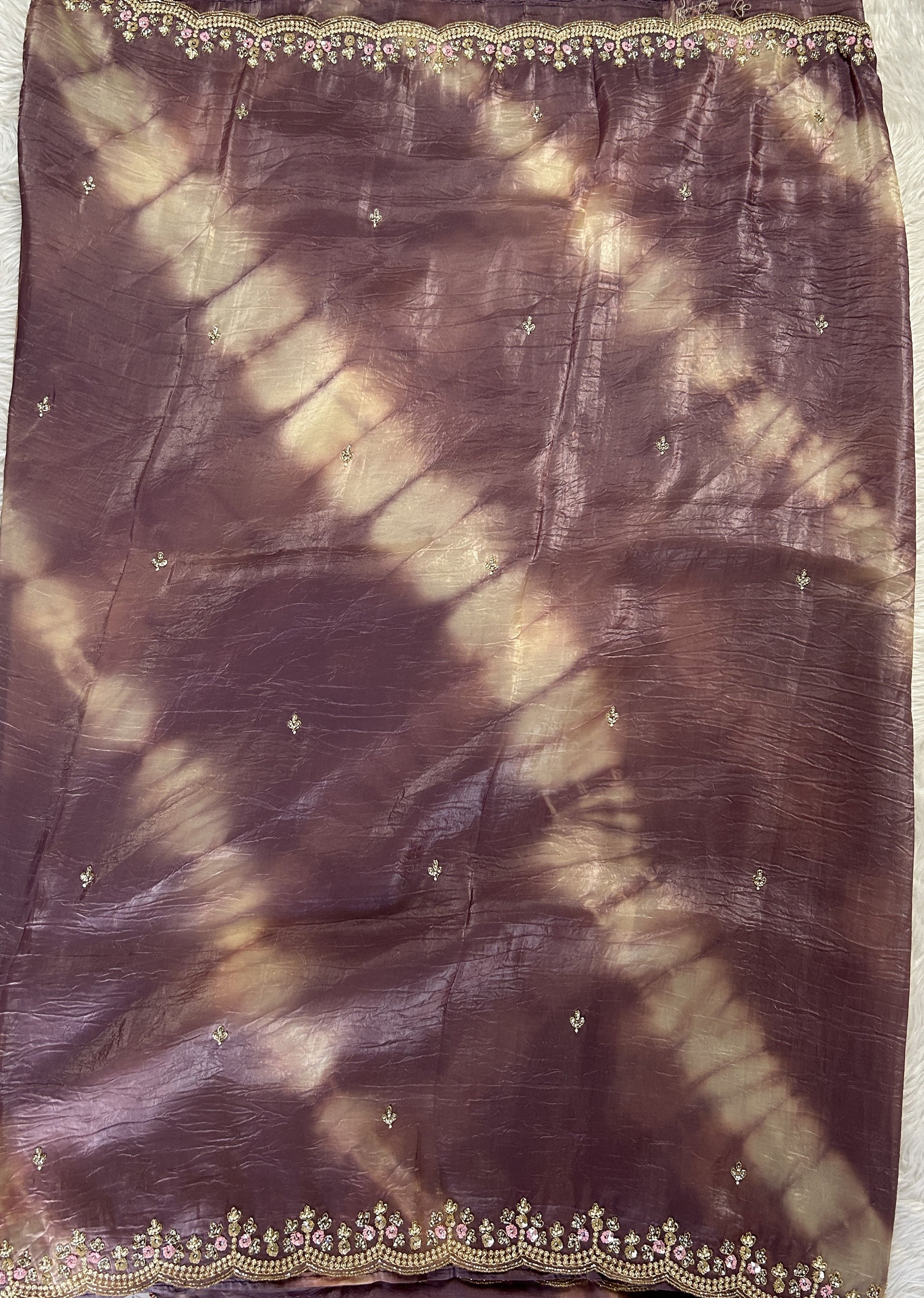 Inox Silk Saree Dark Lilac Colored Complemented with a Hand Embroidery Border. - Sampradaya Designer Studio
