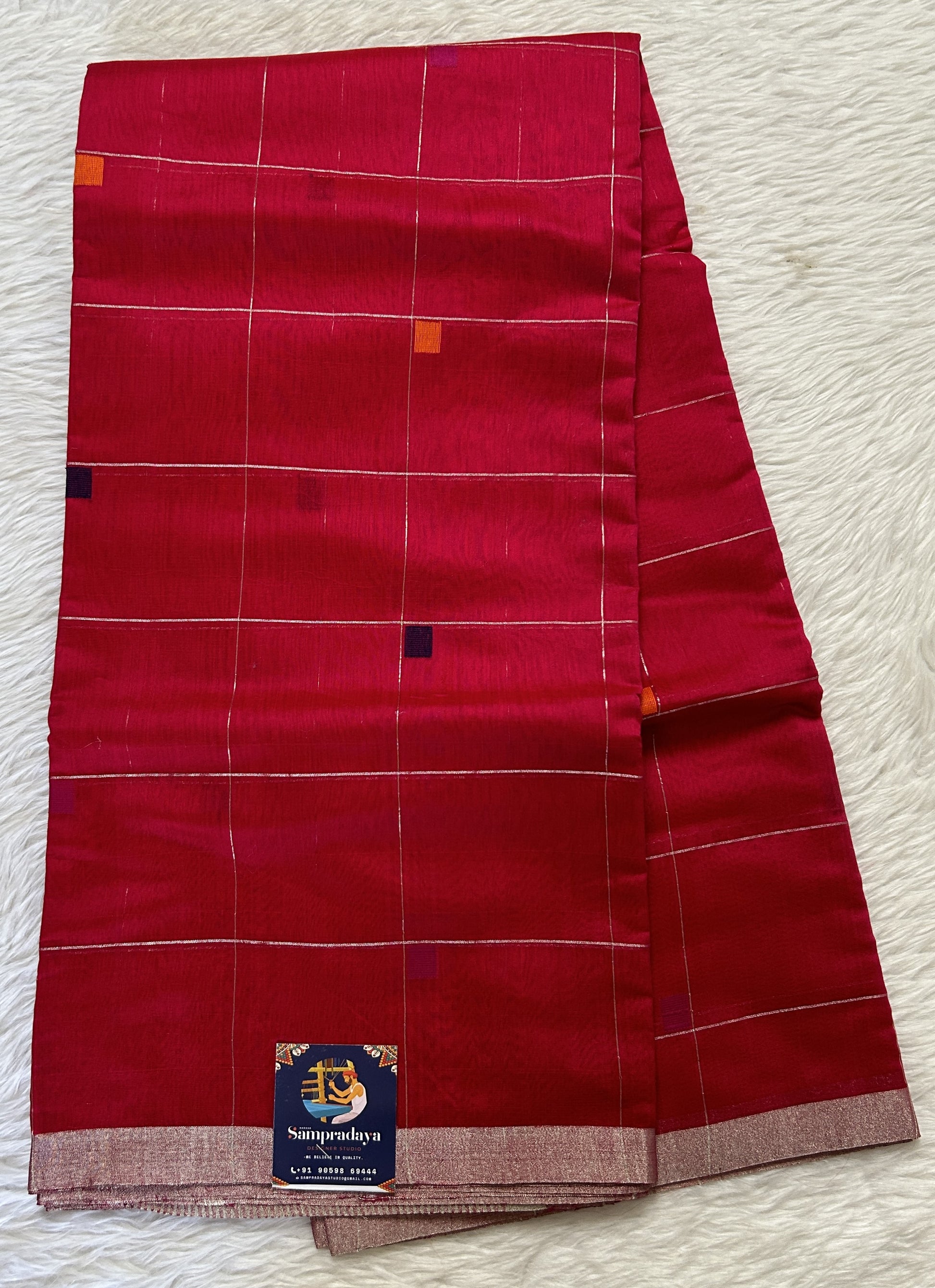 Chanderi Sico Saree Pink Colored Complemented with a Zari Border. - Sampradaya Designer Studio