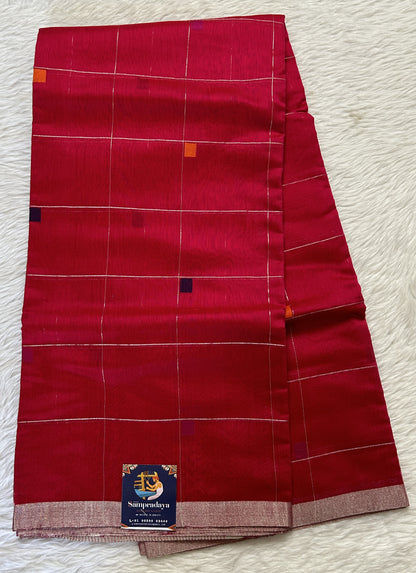 Chanderi Sico Saree Pink Colored Complemented with a Zari Border. - Sampradaya Designer Studio