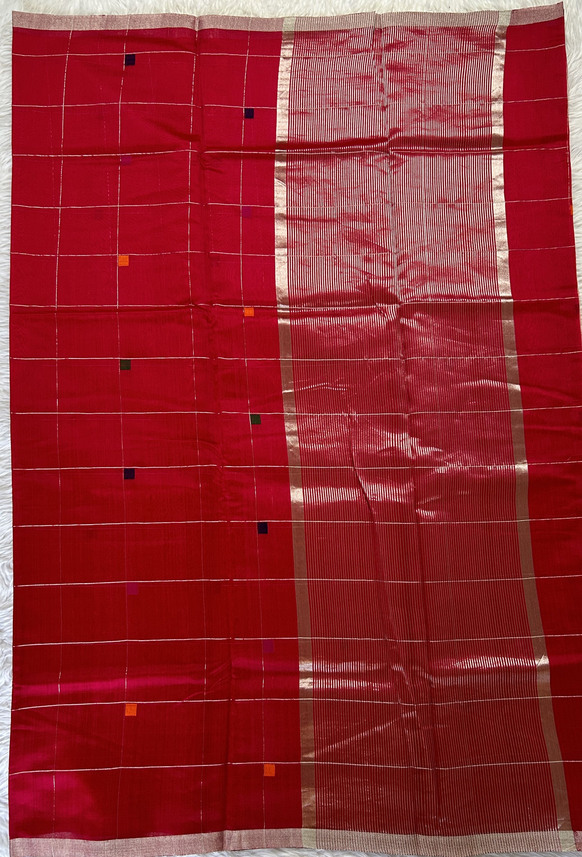 Chanderi Sico Saree Pink Colored Complemented with a Zari Border. - Sampradaya Designer Studio
