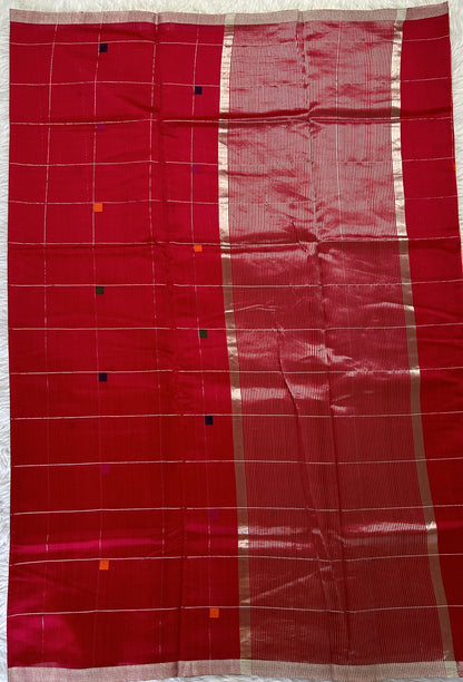 Chanderi Sico Saree Pink Colored Complemented with a Zari Border. - Sampradaya Designer Studio