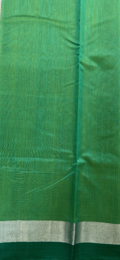 Chanderi Sico Saree Green Colored Complemented with a Zari Border. - Sampradaya Designer Studio