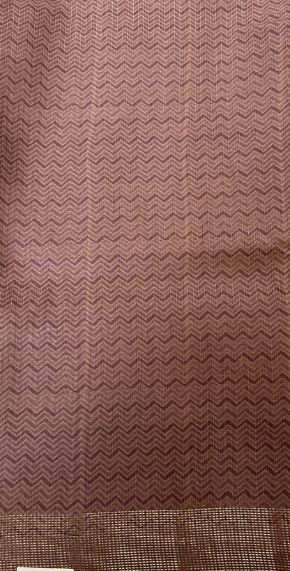 Semi Tussar Saree Lavender Color Complemented with a Zari Border. - Sampradaya Designer Studio