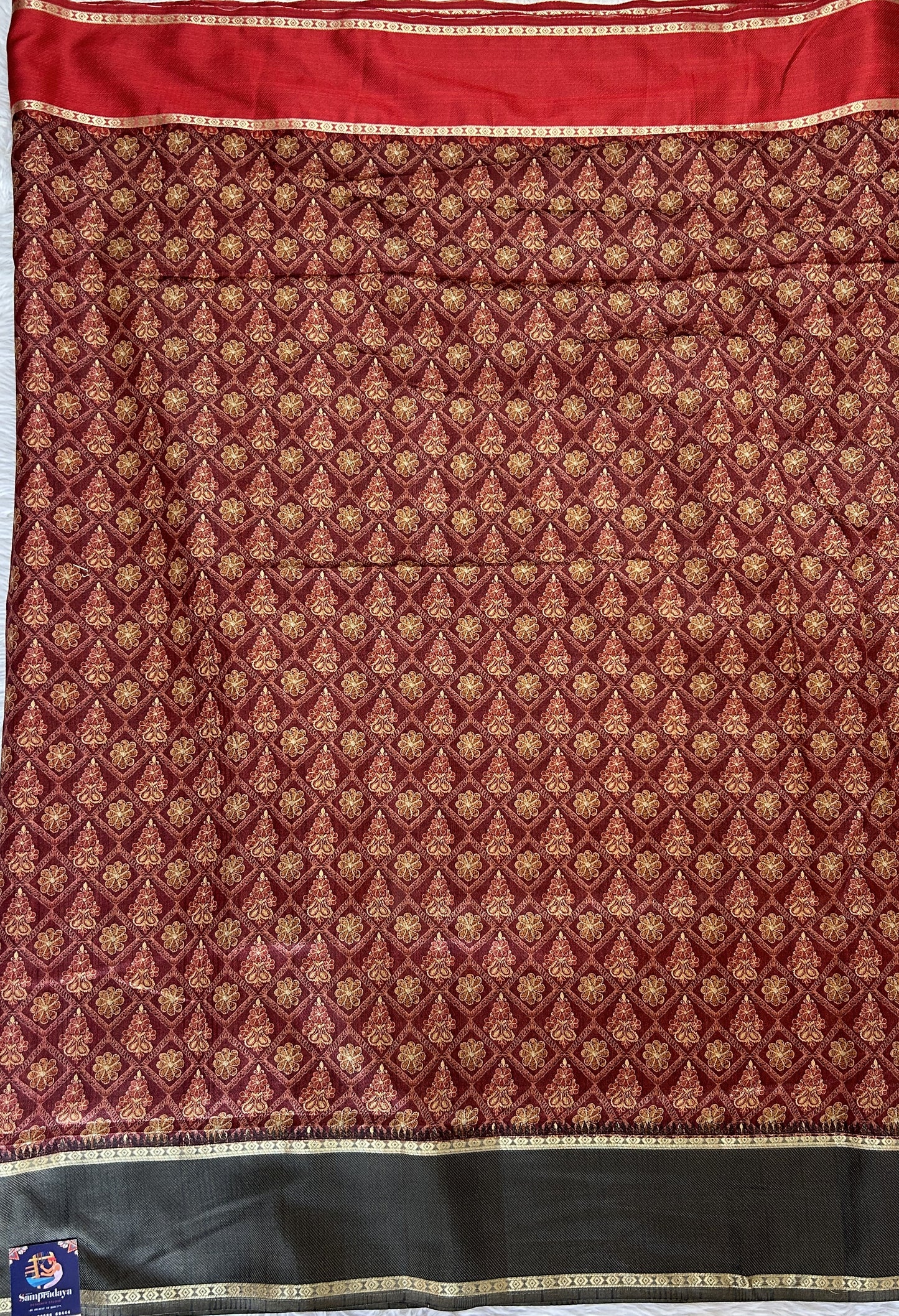 Semi Tussar Saree Magenta Color Complemented with a Gray Zari Border. - Sampradaya Designer Studio