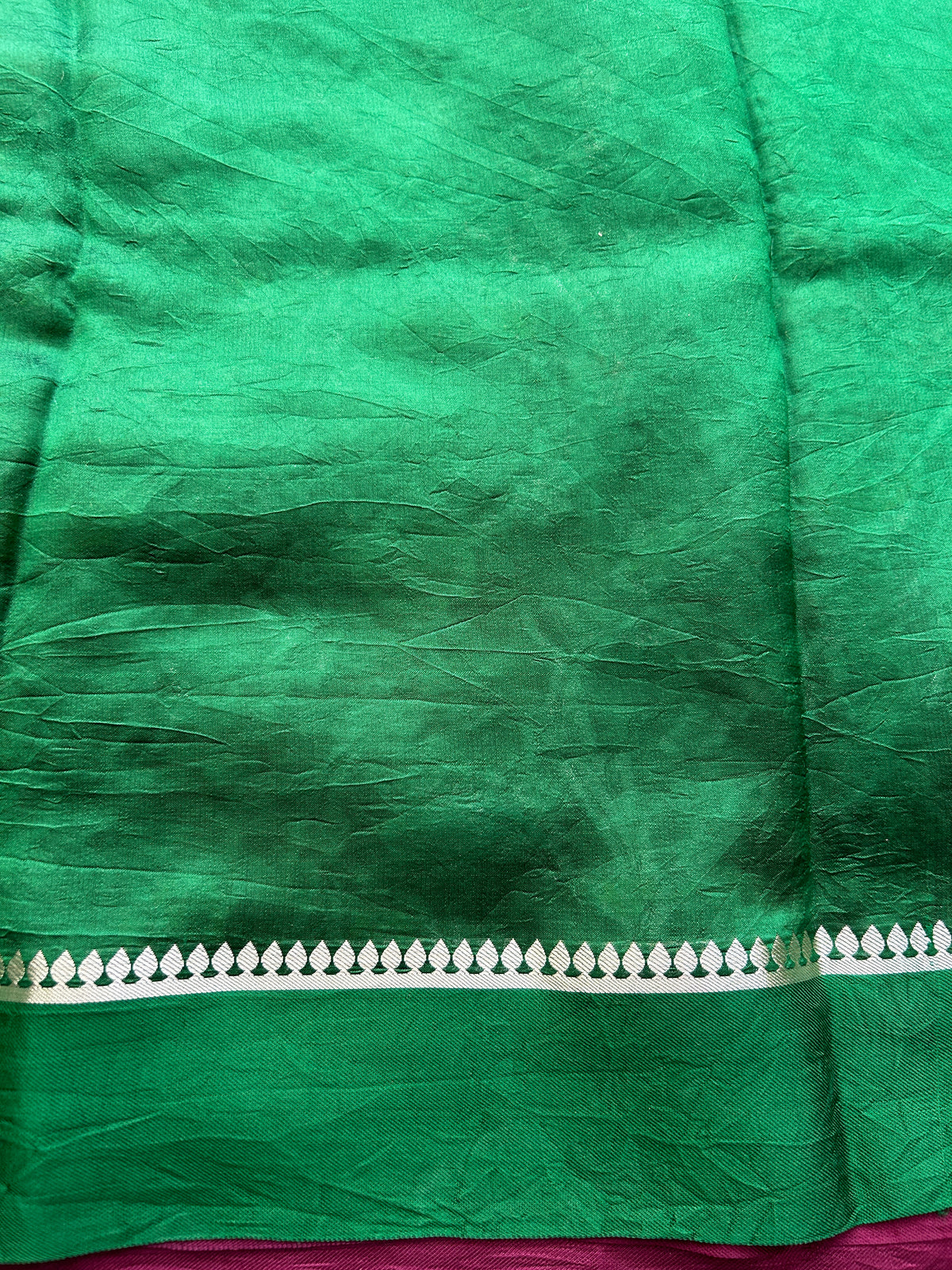 Pure Chiniya Silk Saree Mint Purple Colored Elegantly Paired with a Gold Zari Border.