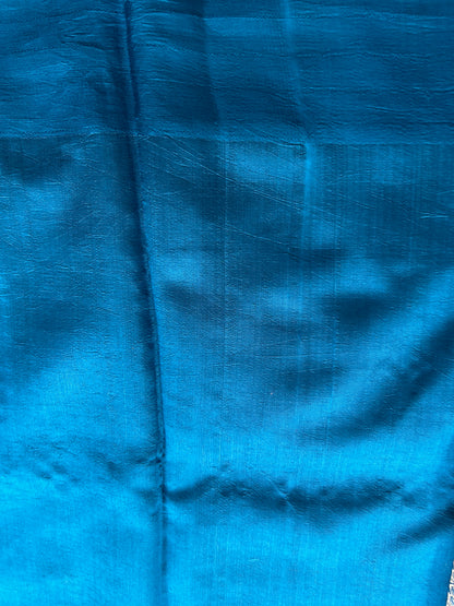 Pure Chiniya Silk Saree Mint Light Blue Colored Elegantly Paired with a Gold Zari Border.