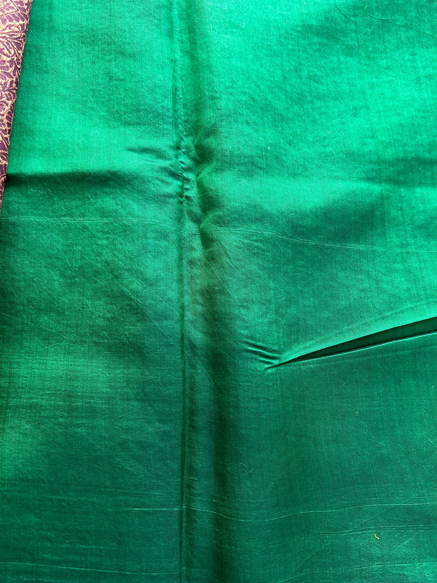 Pure Chiniya Silk Saree Wine Colored Elegantly Paired with a Gold Zari Border. Purple