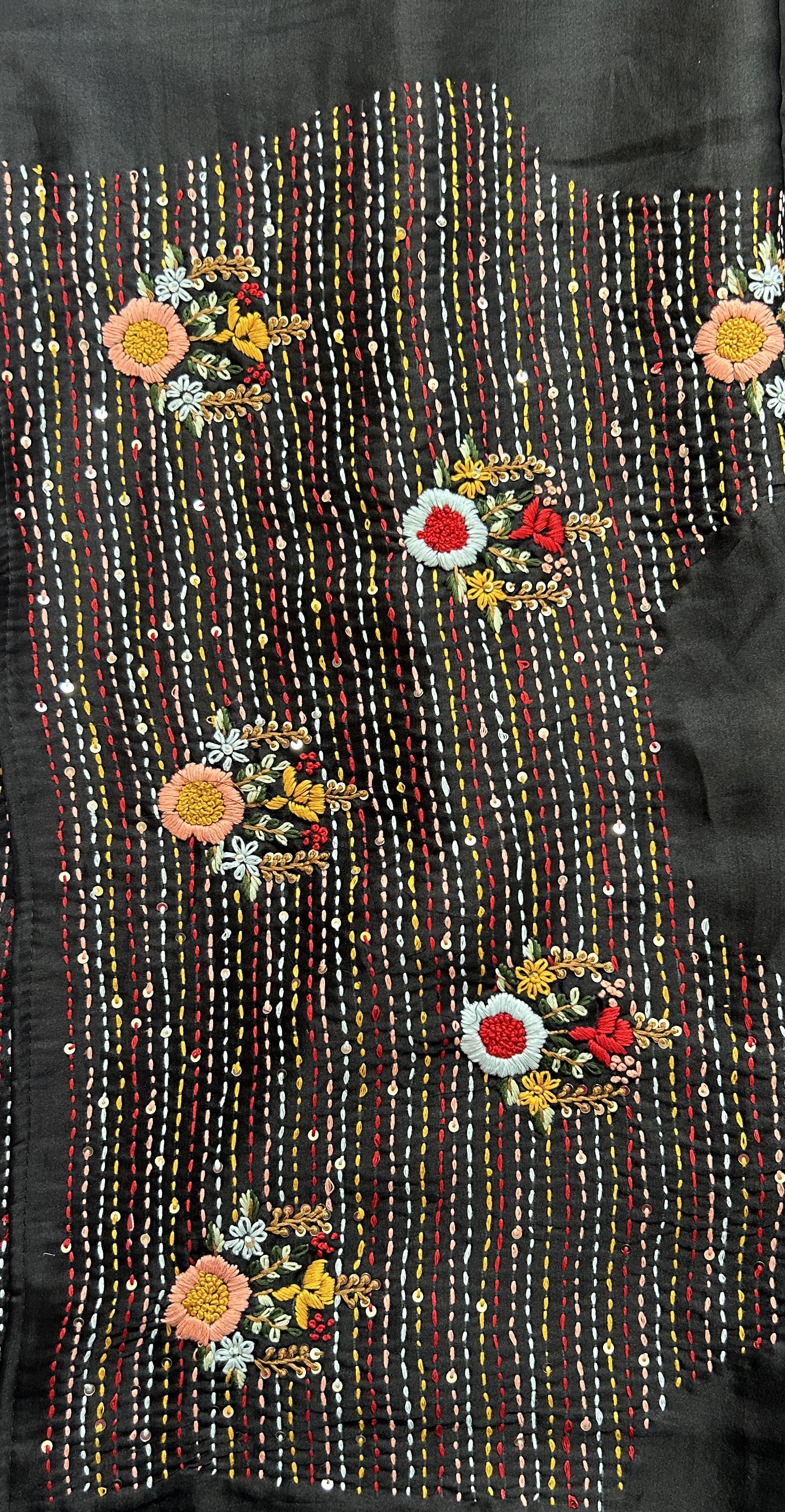 Semi Tussar Designer Saree Mustard Yellow colored complemented with a Hand Embroidery border. - Sampradaya Designer Studio