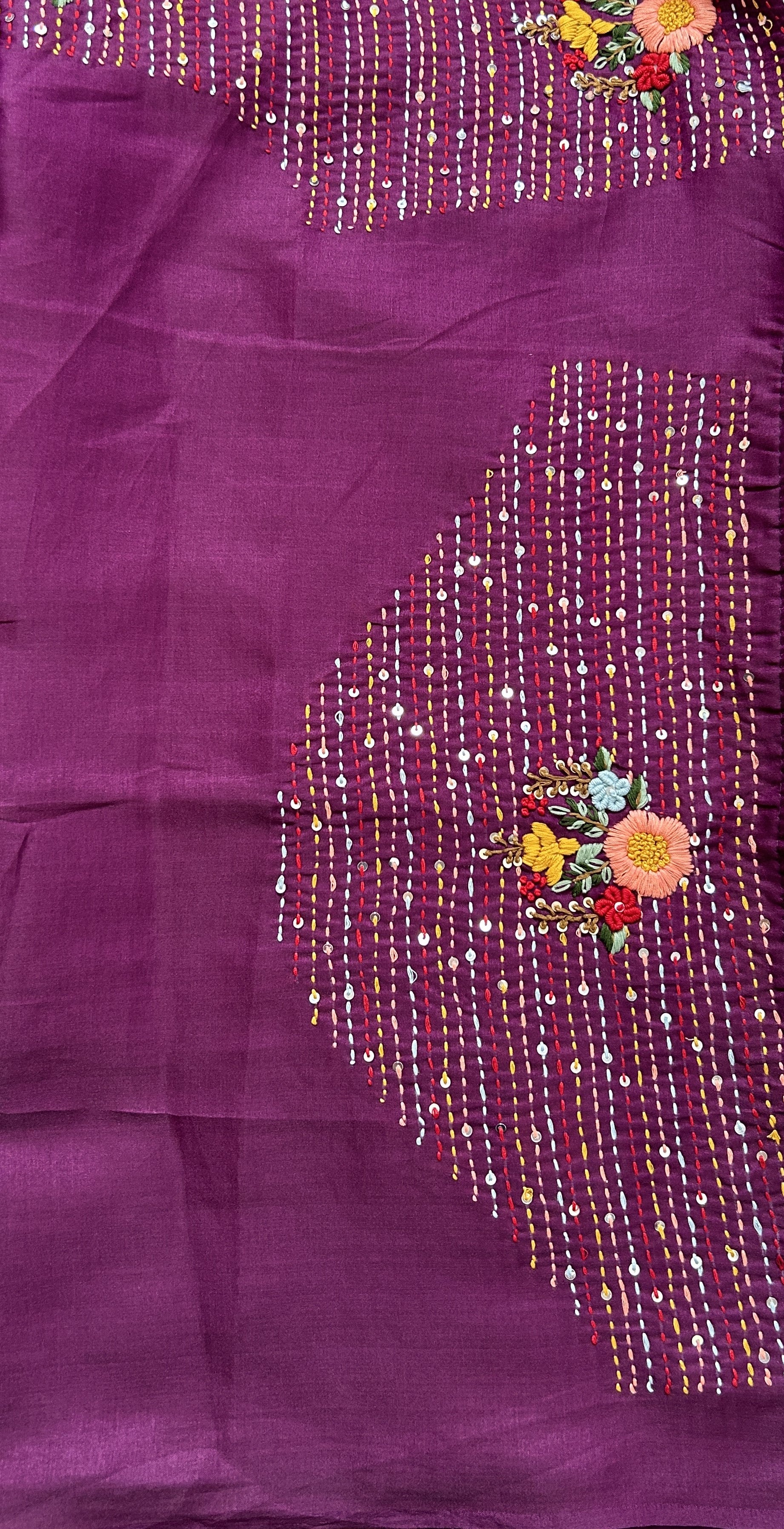 Semi Tussar Designer Saree Purple colored complemented with a Hand Embroidery border. - Sampradaya Designer Studio