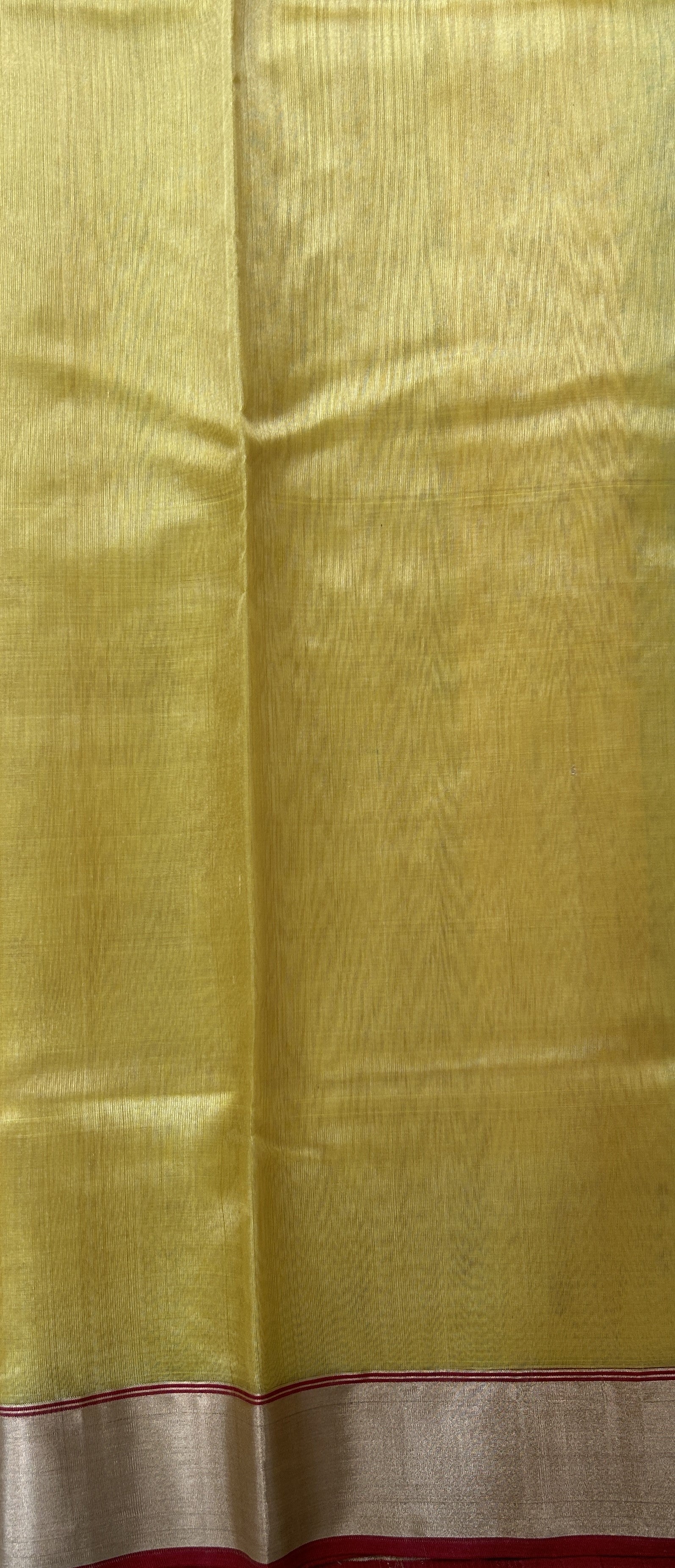 Yellow Chanderi Silk Kota saree with Broad Gold border