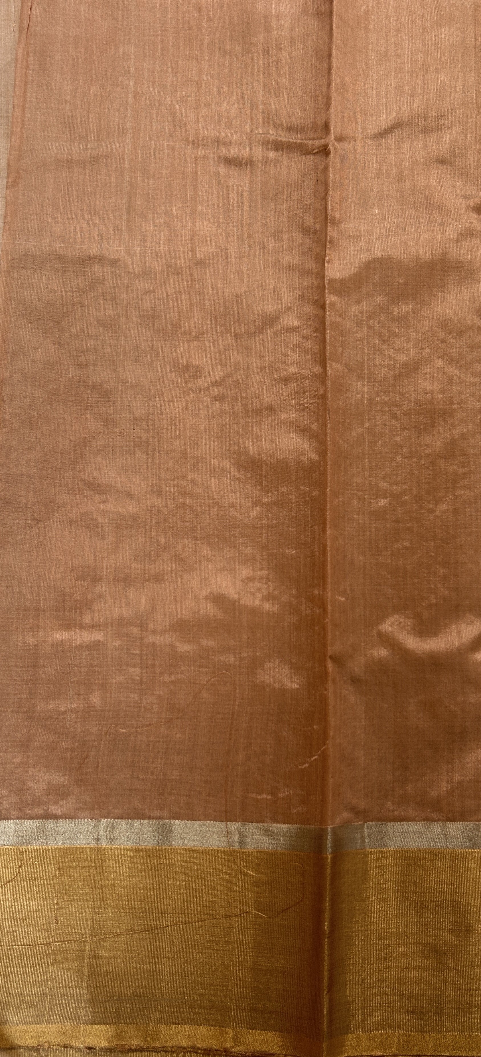 Chanderi Silk Saree Dark Peach Colored Complemented with a Zari Border - Sampradaya Designer Studio