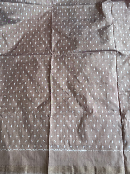 Gray Pochampally Ikkat Silk Saree with Zari Border | Pure Handloom, Silk Mark Certified