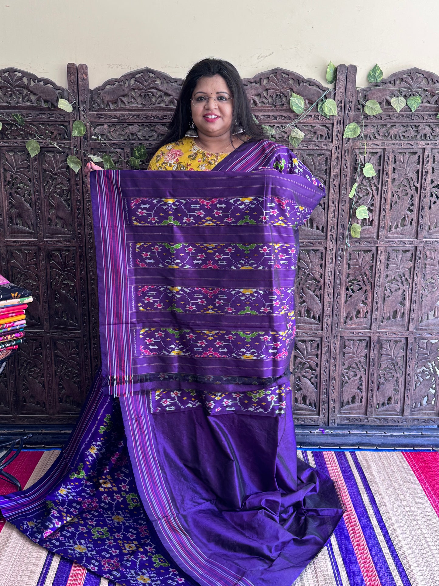 Purple Pochampally Ikkat Silk Saree with Striped Border | Pure Handloom, Silk Mark Certified (Copy)
