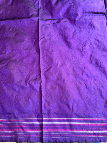 Purple Pochampally Ikkat Silk Saree with Striped Border | Pure Handloom, Silk Mark Certified (Copy)