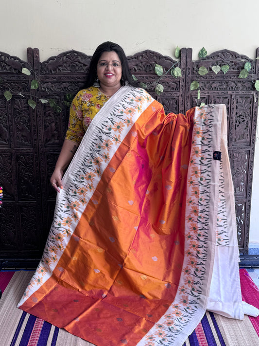 Musted Pochampally Ikkat Silk Saree with Zari Border | Pure Handloom, Silk Mark Certified