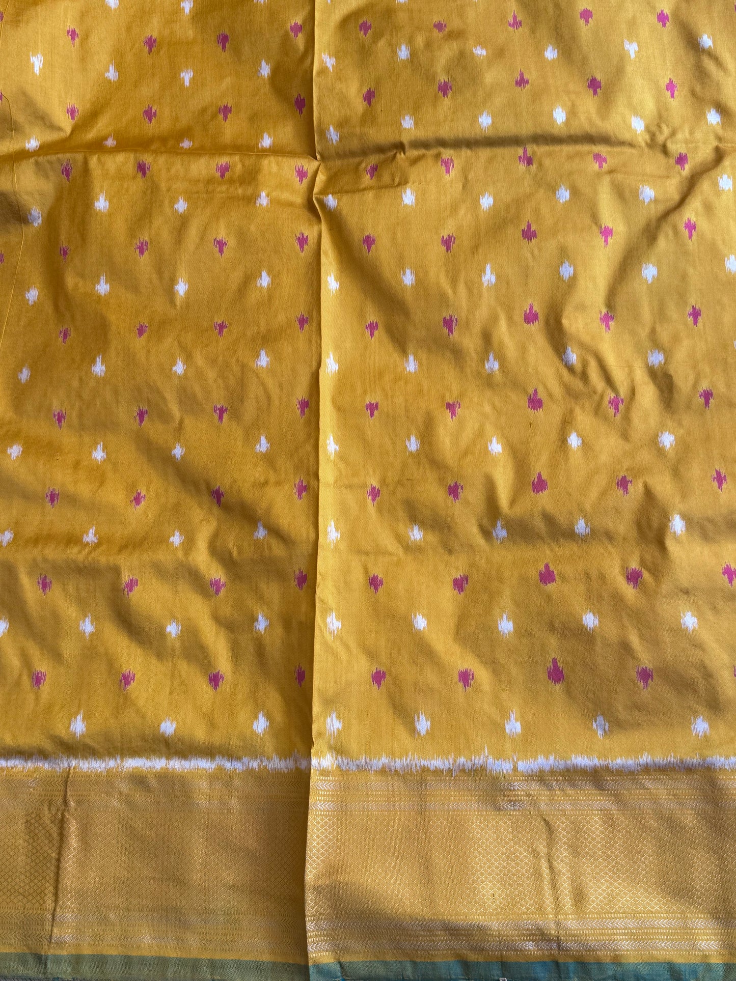 Gray Pochampally Ikkat Silk Saree with Zari Border | Pure Handloom, Silk Mark Certified