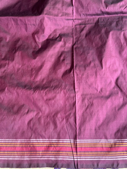 Brown Pochampally Ikkat Silk Saree with Striped Border | Pure Handloom, Silk Mark Certified