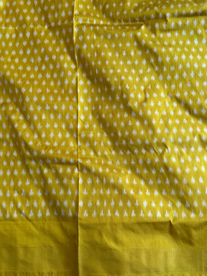 Yellow Pochampally Ikkat Silk Saree with Zari Border | Pure Handloom, Silk Mark Certified