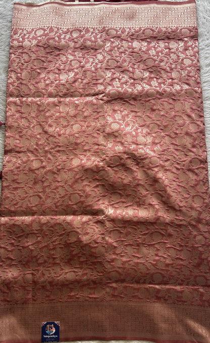 Semi Raw Silk Allover Saree Onion Pink Colored Complemented with a Zari Border. - Sampradaya Designer Studio