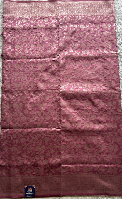 Semi Raw Silk Allover Saree Deep Pink Colored Complemented with a Zari Border. - Sampradaya Designer Studio