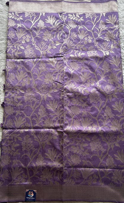 Semi Raw Silk Allover Saree Lilac Colored Complemented with a Zari Border. - Sampradaya Designer Studio