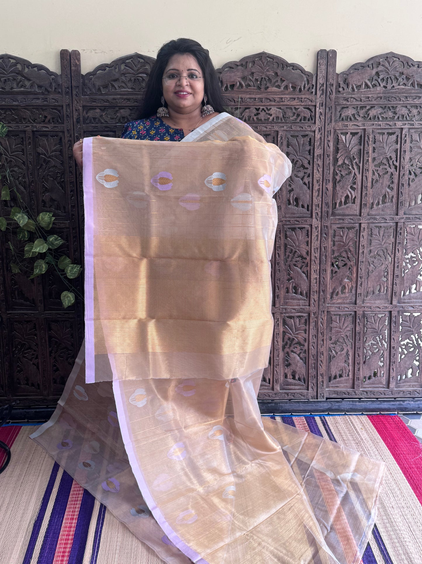 Gold Color Chanderi Silk Saree With Gold Zari Border — Pure Handloom | Silk Mark Certified (Copy)