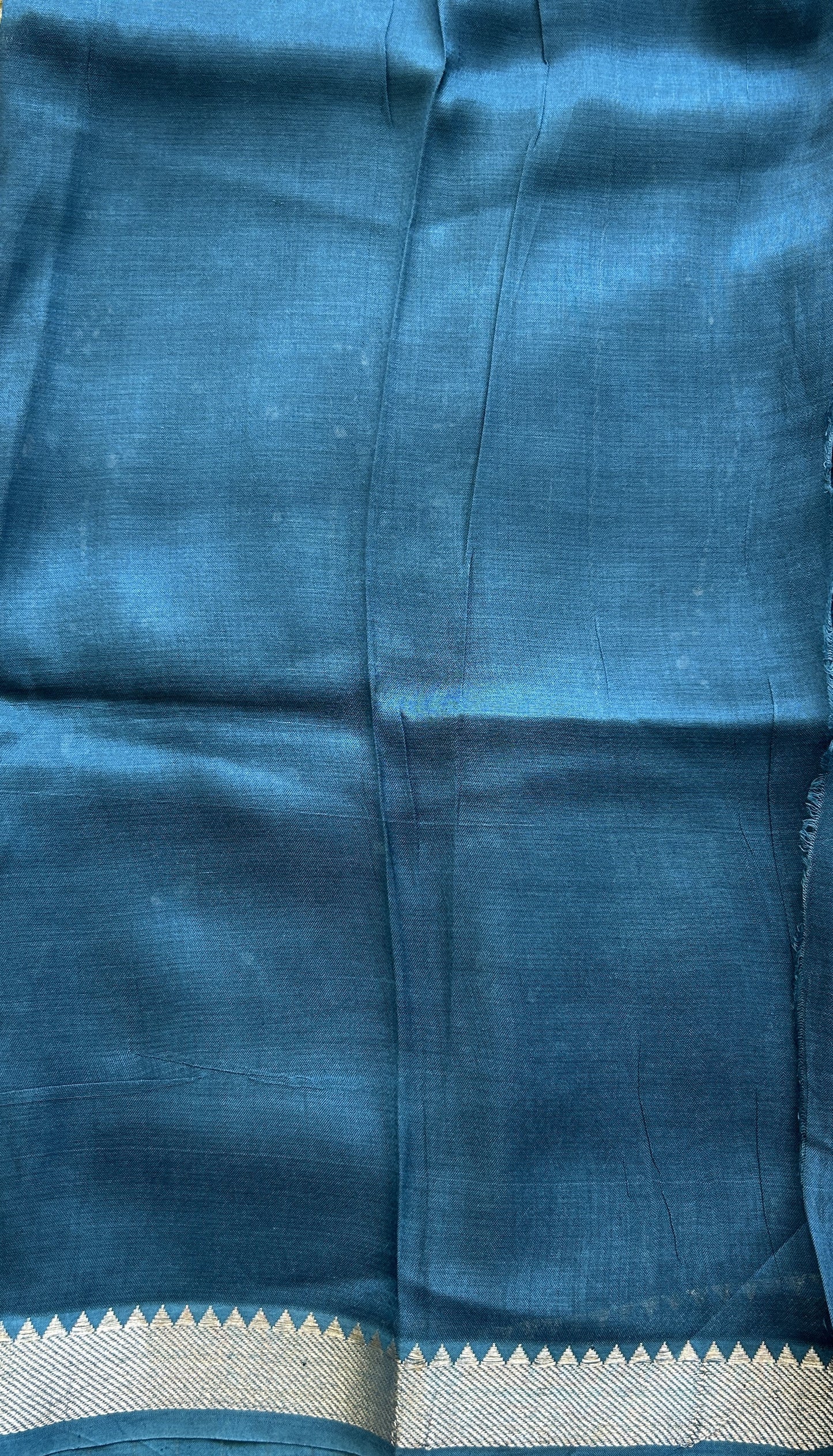 Mangalagiri Pattu Shibori Saree Multi colored complemented with a Blue Zari Border - Sampradaya Designer Studio