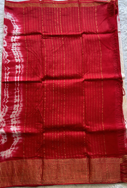 Mangalagiri Pattu Shibori Saree Dark Pink colored complemented with a Zari Border - Sampradaya Designer Studio