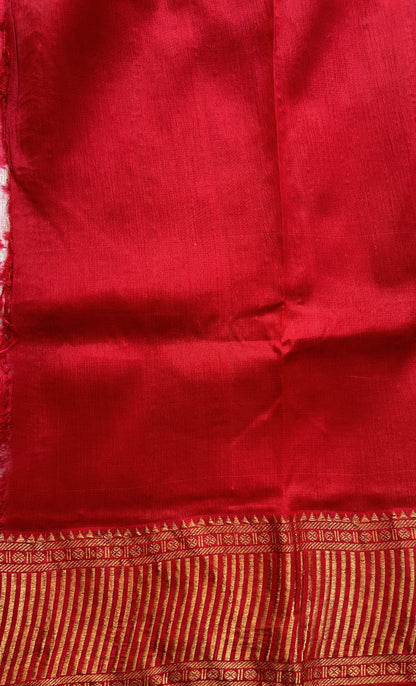 Mangalagiri Pattu Shibori Saree Dark Pink colored complemented with a Zari Border - Sampradaya Designer Studio