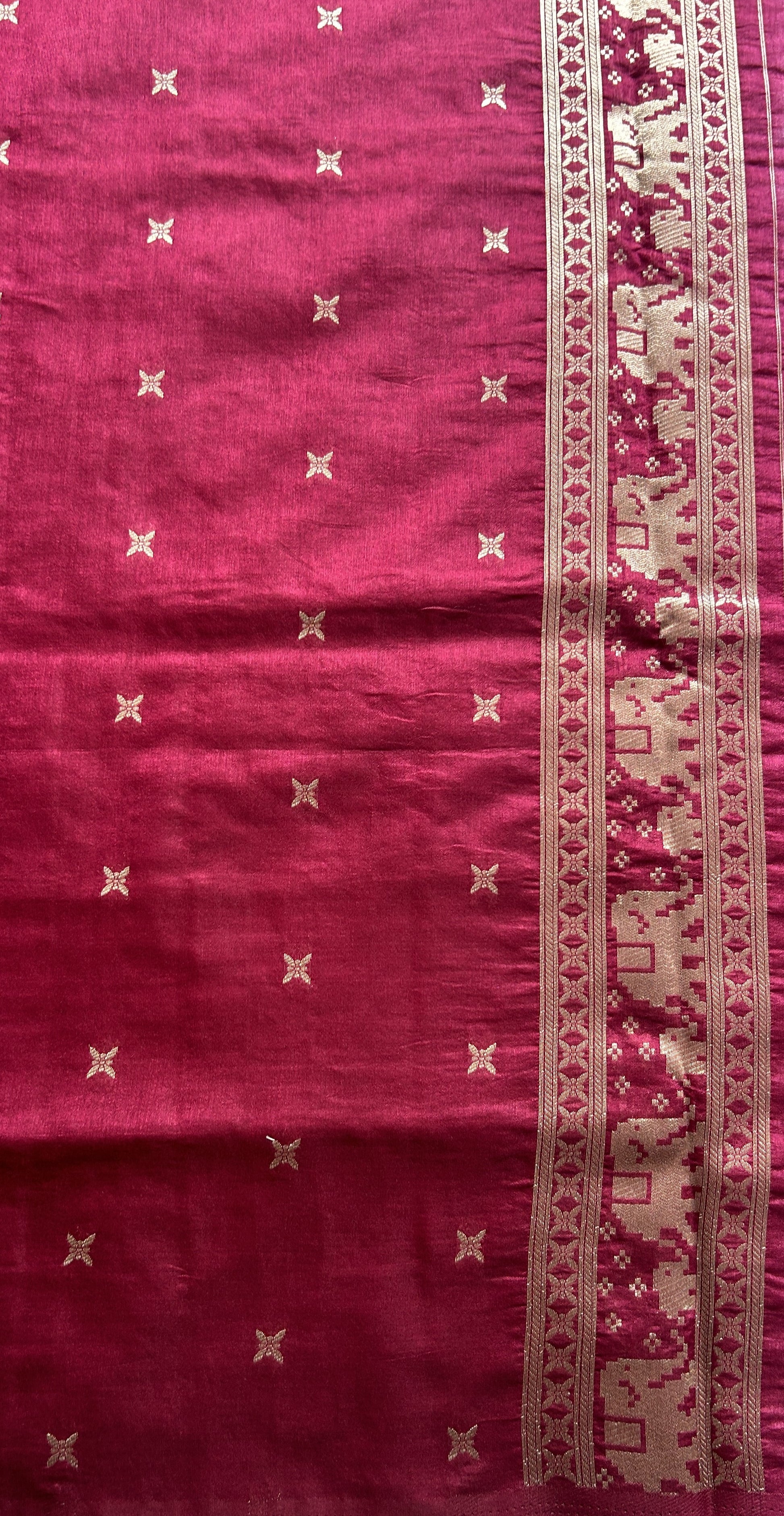 Semi Raw Silk Saree Dusty Rose Pink Colored Complemented with a Zari Border. - Sampradaya Designer Studio