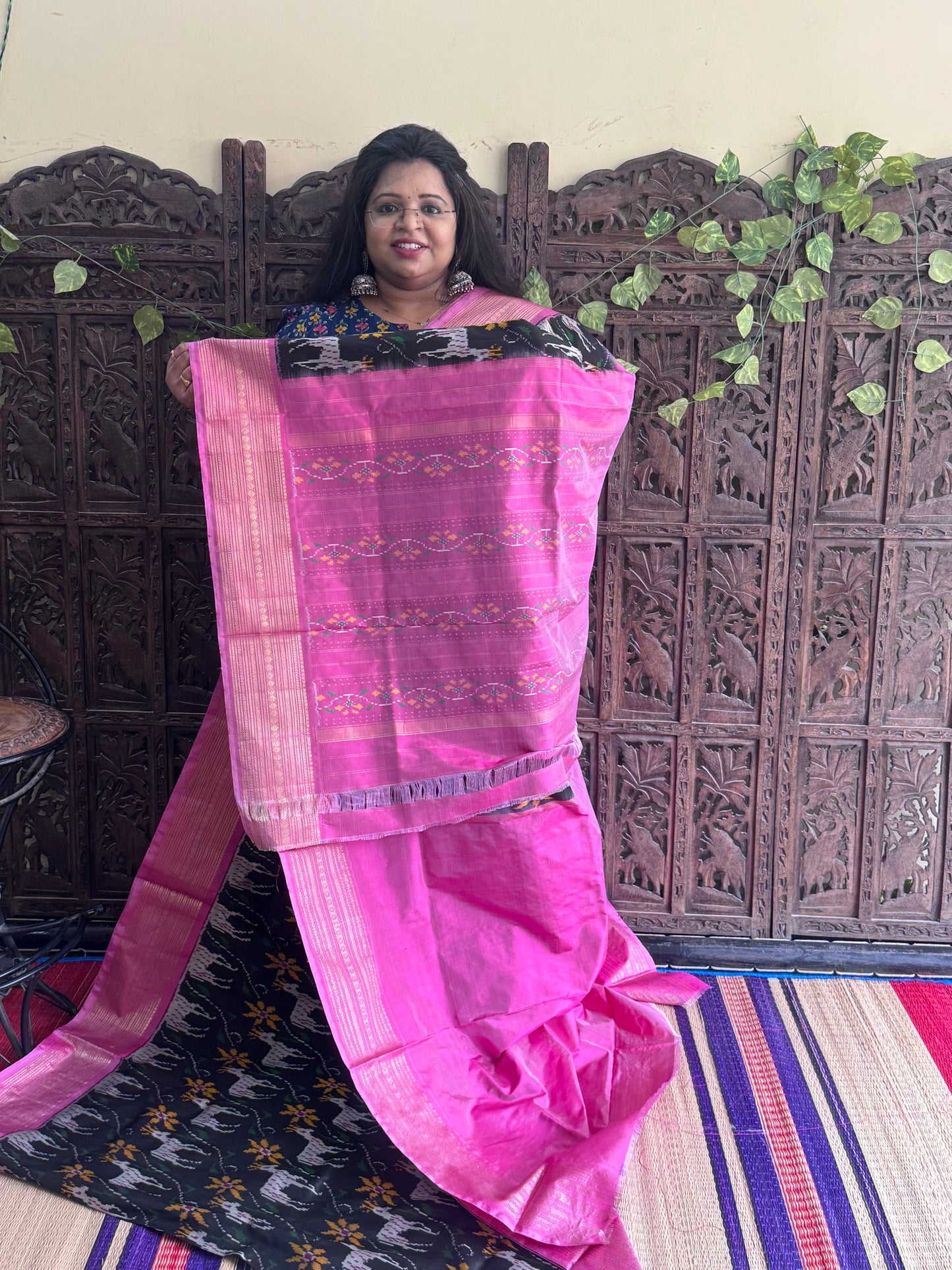 Black Pochampally Ikkat Silk Saree with Zari Border | Pure Handloom, Silk Mark Certified