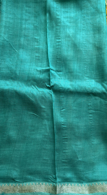 Mangalagiri Pattu Shibori Saree Multi colored complemented with a Sea Blue Zari Border - Sampradaya Designer Studio