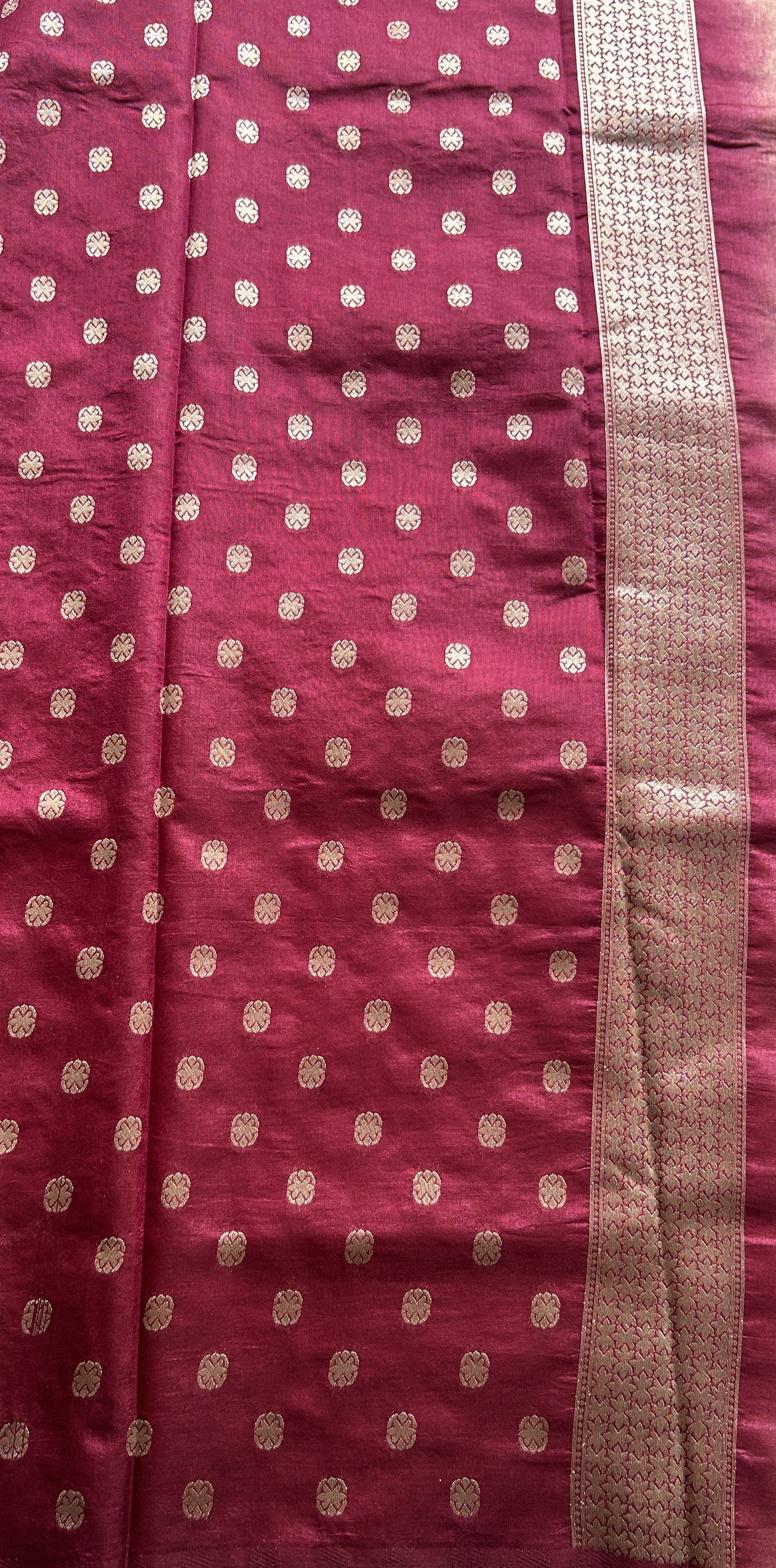 Semi Raw Silk Saree Dusty Peach Colored Complemented with a Zari Border. - Sampradaya Designer Studio