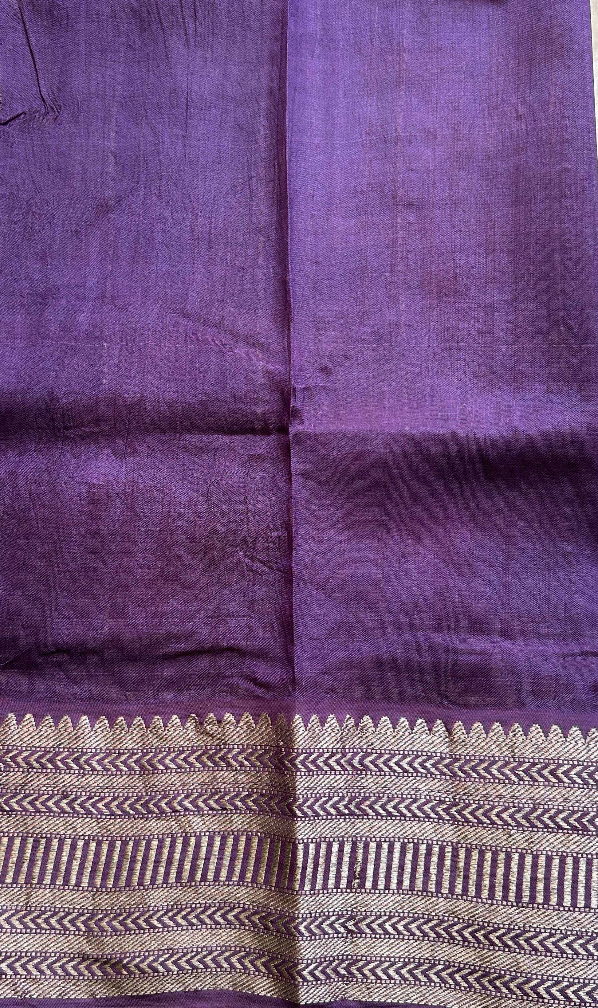 Mangalagiri Pattu Shibori Saree Off White colored complemented with a Purple Color Zari Border - Sampradaya Designer Studio