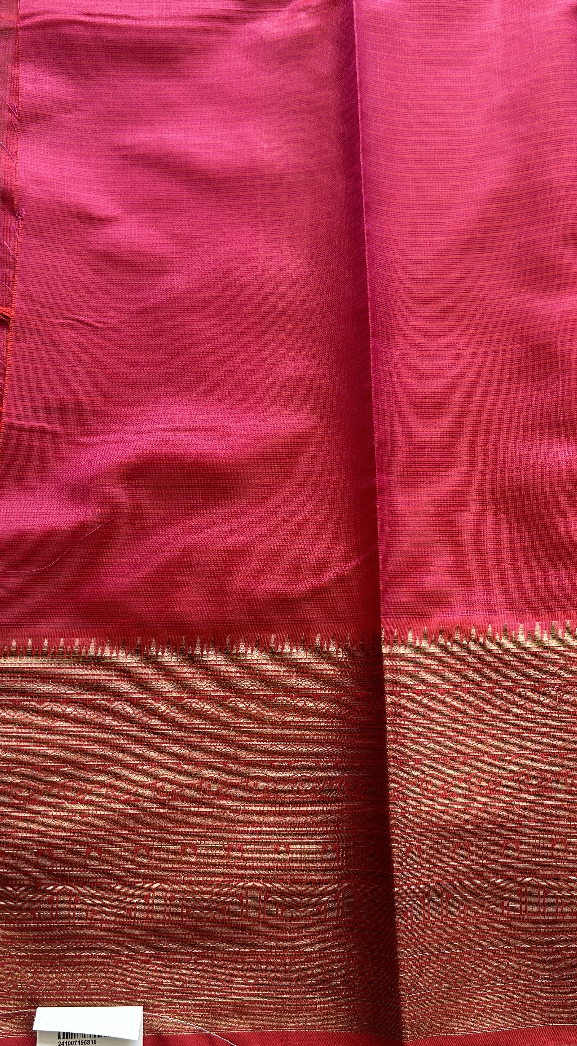 Silk kota Saree Hot Pink colored Complemented with a Zari Border. - Sampradaya Designer Studio