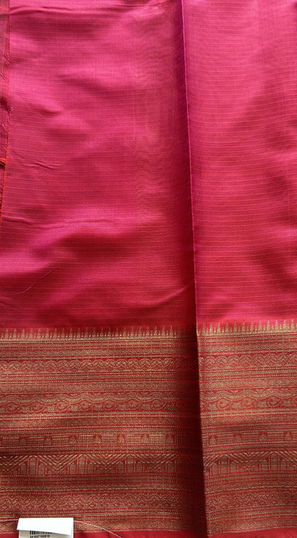 Silk kota Saree Hot Pink colored Complemented with a Zari Border. - Sampradaya Designer Studio